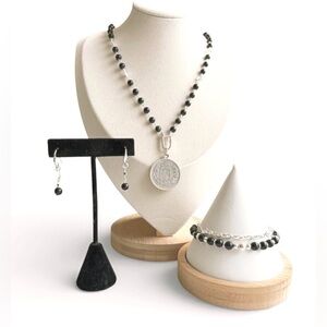 Eclipse Lumiere Rainbow Obsidian & French Coin Jewelry Set